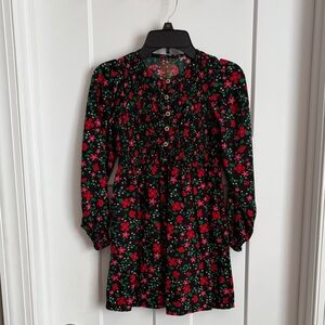 Holiday Floral Long Sleeve Dress